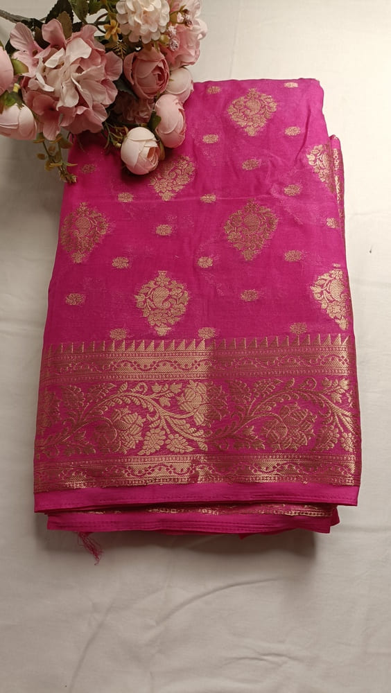 MAGENTA MANGO LEAF BUTTA BUTI BANARASI GEORGETTE SAREE