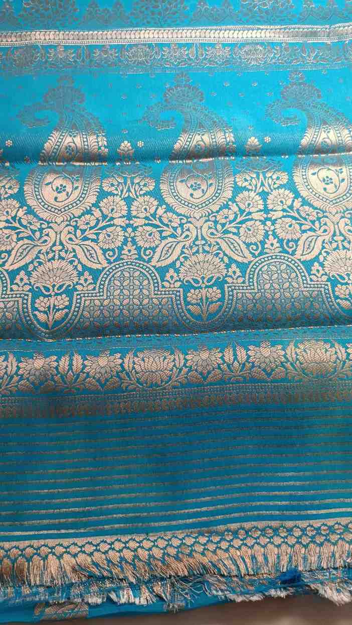 SKY BLUE PEACOCK BUTI BANARASI GEORGETTE SAREE