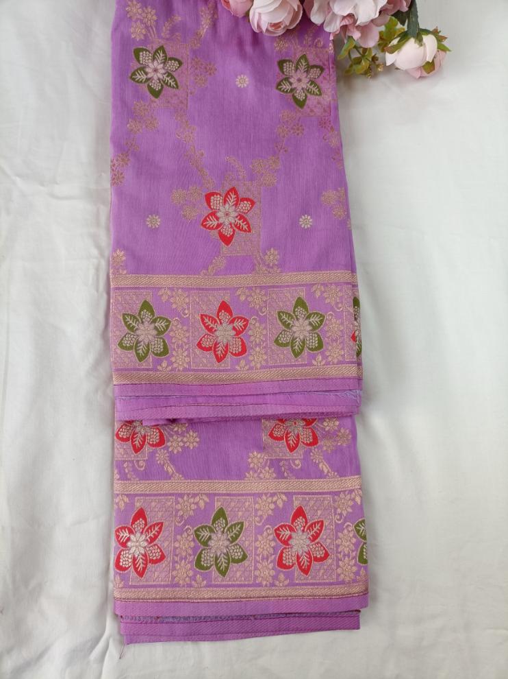LAVENDER BOX FLORAL JAAL MEENA BANARASI VISCOSE SAREE