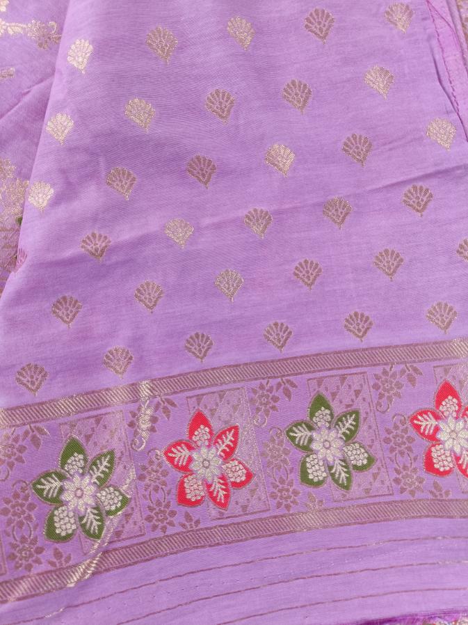LAVENDER BOX FLORAL JAAL MEENA BANARASI VISCOSE SAREE