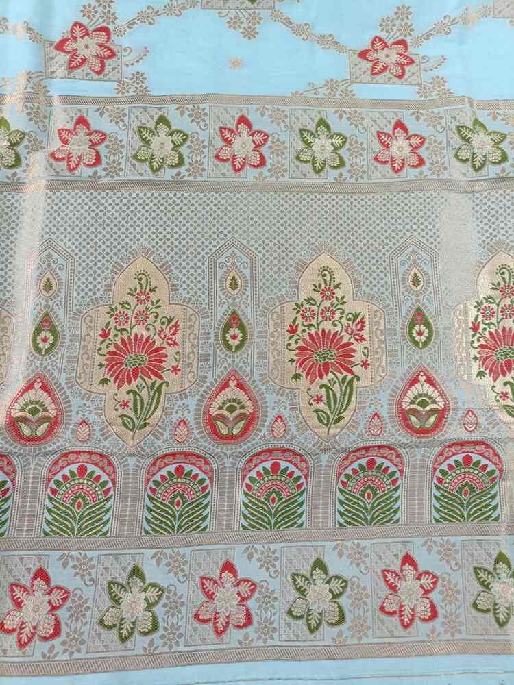 BLUE BOX FLORAL JAAL MEENA BANARASI VISCOSE SAREE
