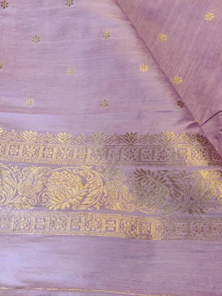 LAVENDER FLORAL JAAL MEENA BANARASI VISCOSE SAREE