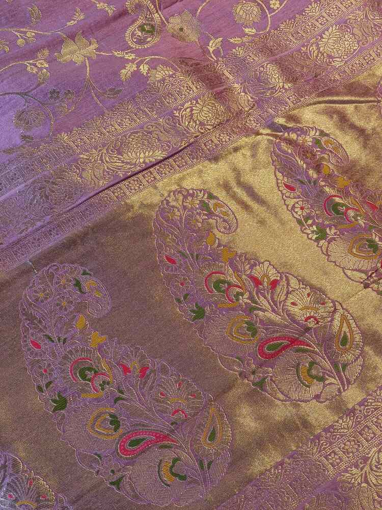 DUSTY ROSE FLORAL JAAL MEENA BANARASI VISCOSE SAREE