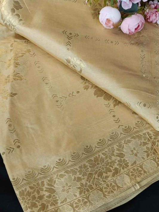CREAM FLORAL TUSSAR VISCOSE