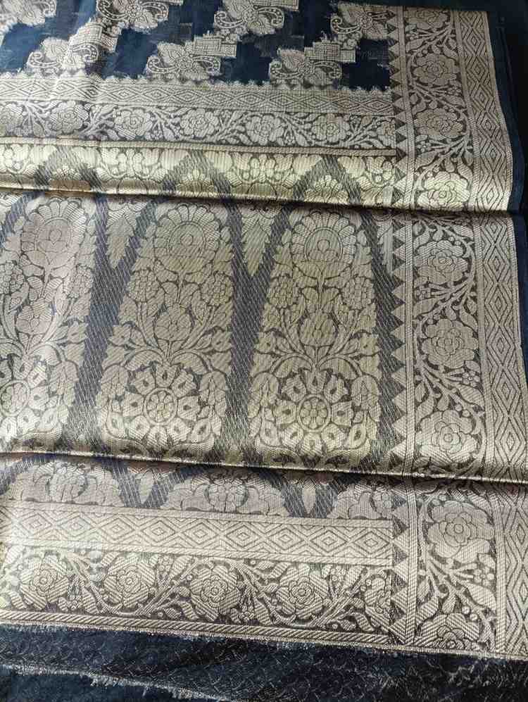 BLACK LEHARIYA PARTY ORGANZA BANARASI SAREE