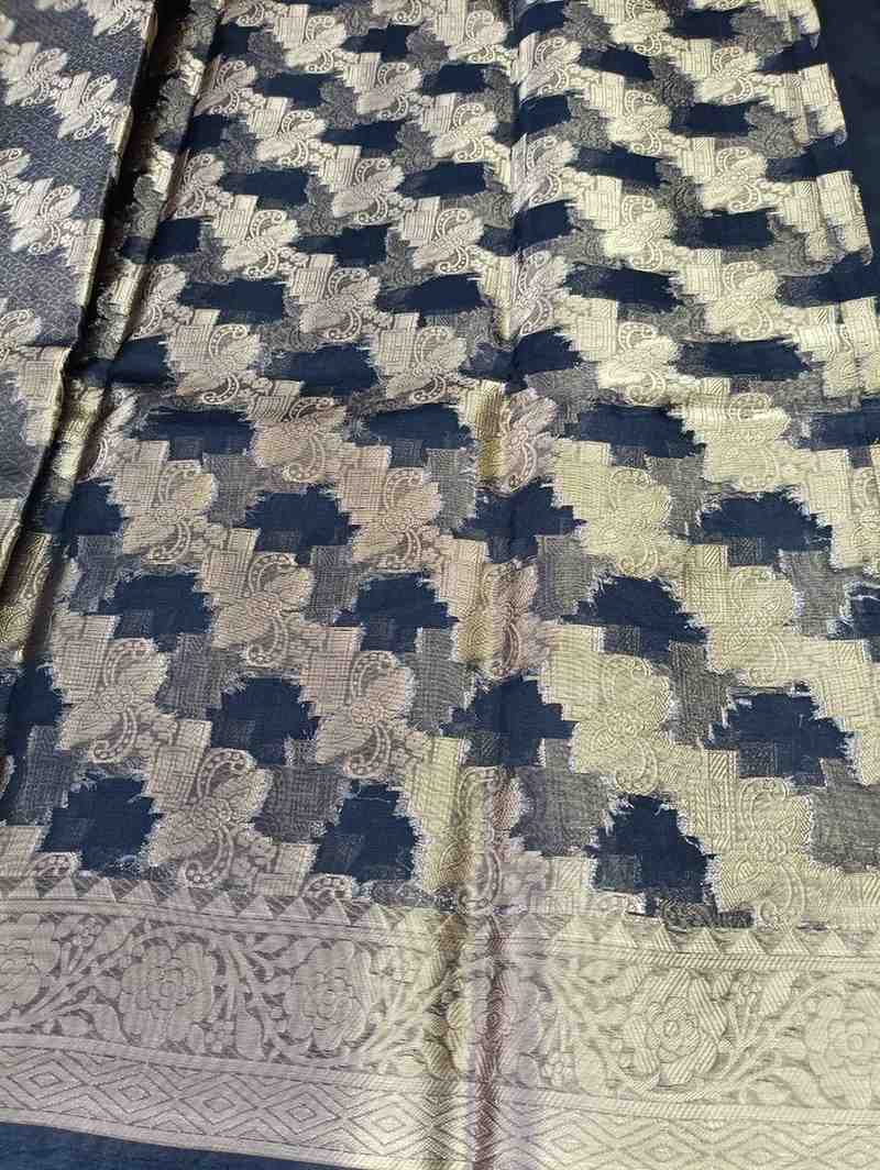 BLACK LEHARIYA PARTY ORGANZA BANARASI SAREE