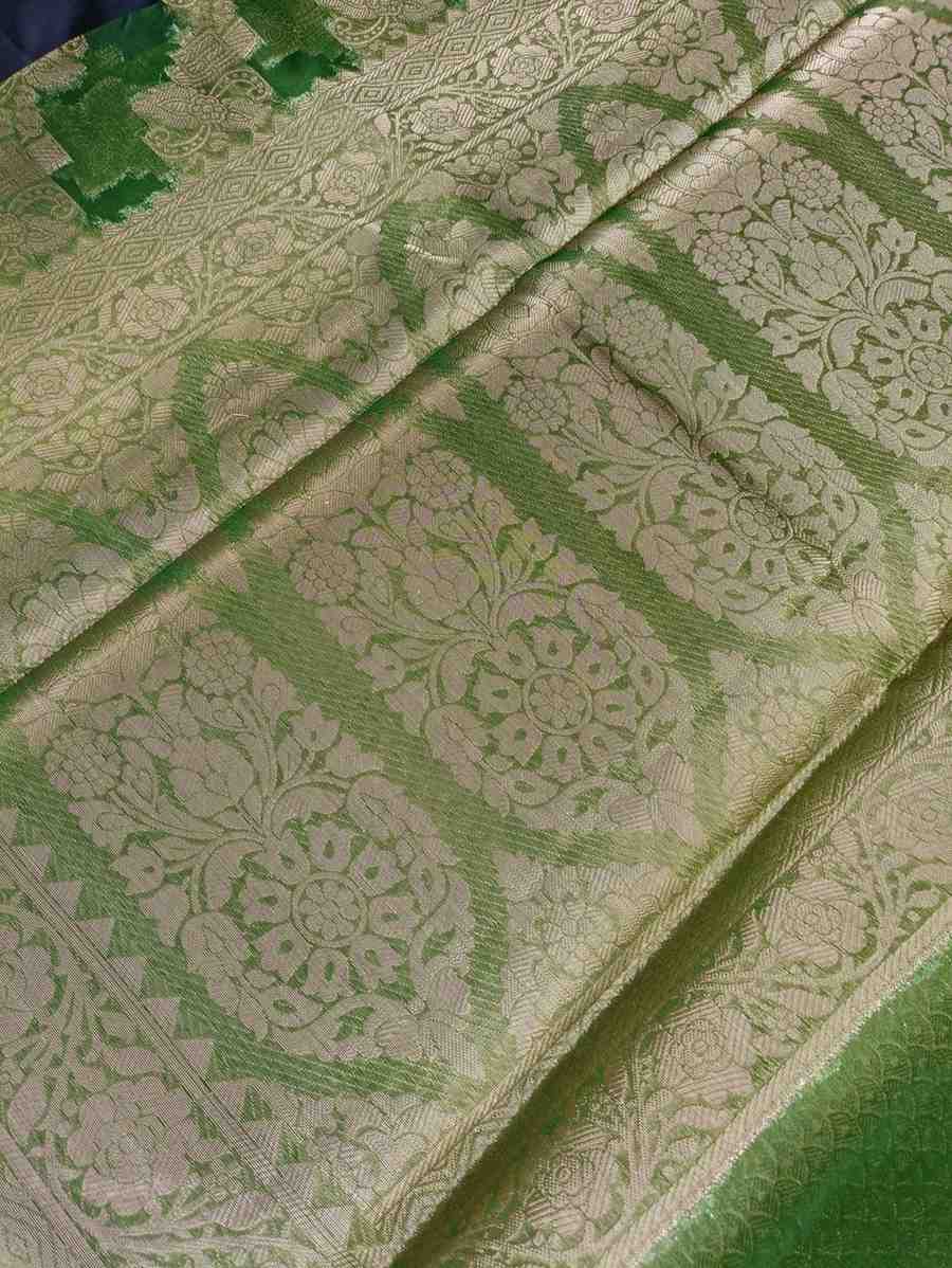 GREEN LEHARIYA PARTY ORGANZA BANARASI SAREE