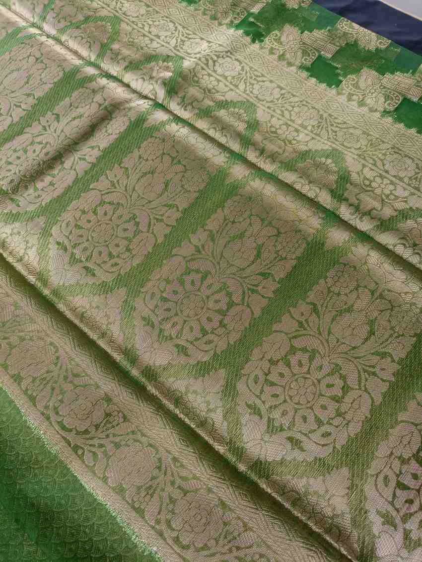 GREEN LEHARIYA PARTY ORGANZA BANARASI SAREE