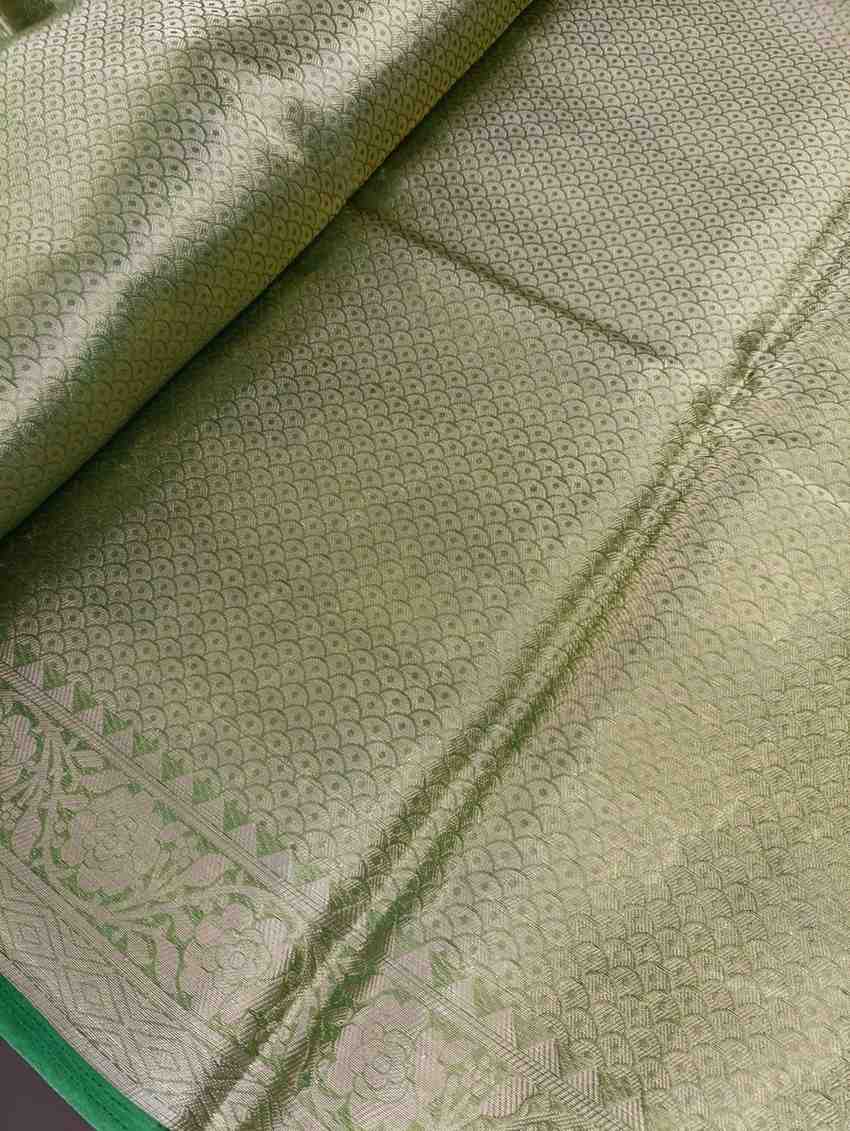 GREEN LEHARIYA PARTY ORGANZA BANARASI SAREE