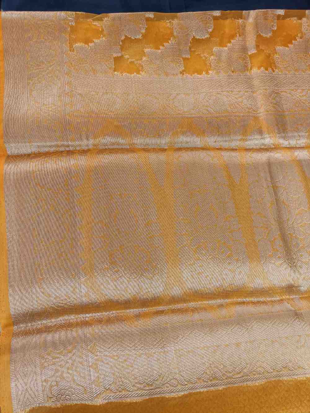 YELLOW LEHARIYA PARTY ORGANZA BANARASI SAREE