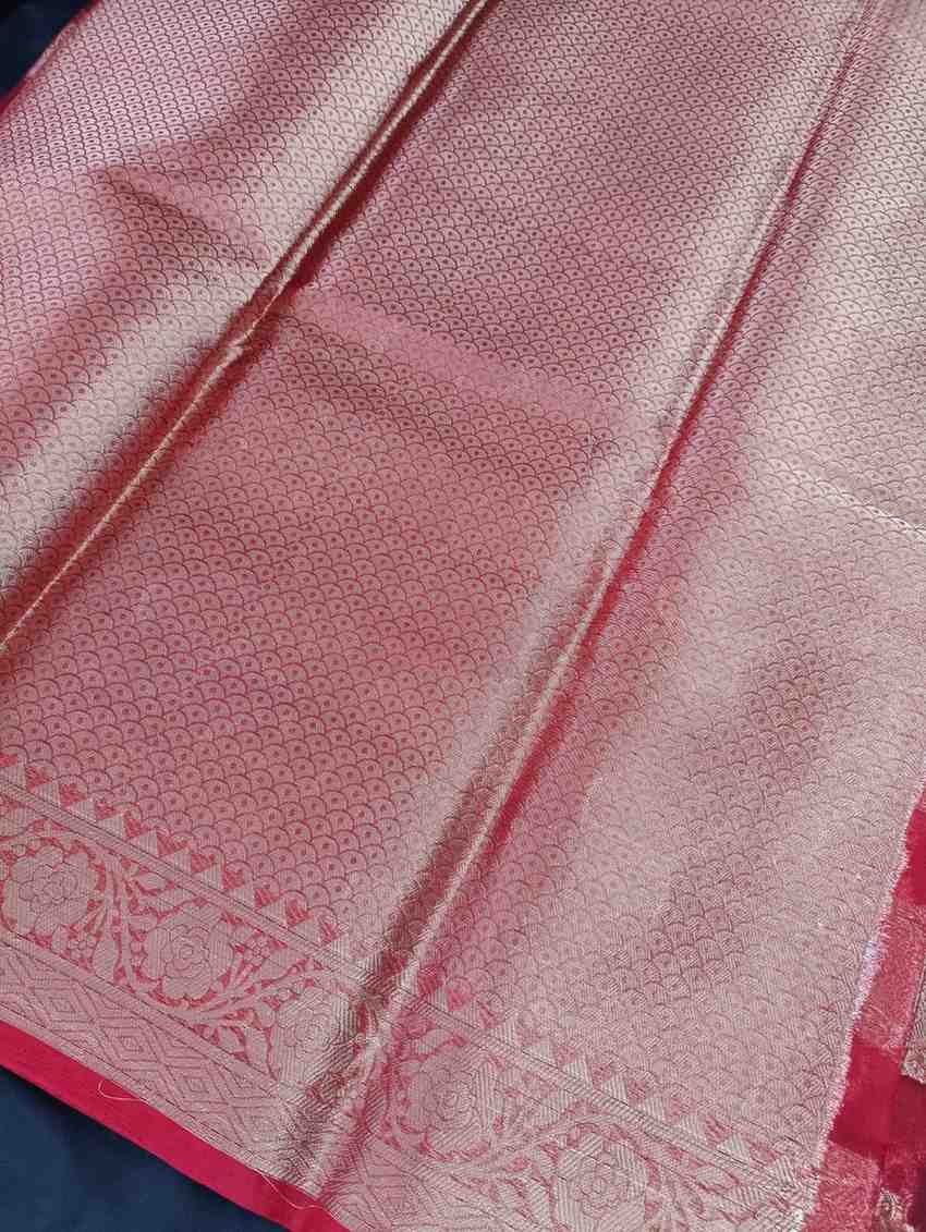 RED LEHARIYA PARTY ORGANZA BANARASI SAREE