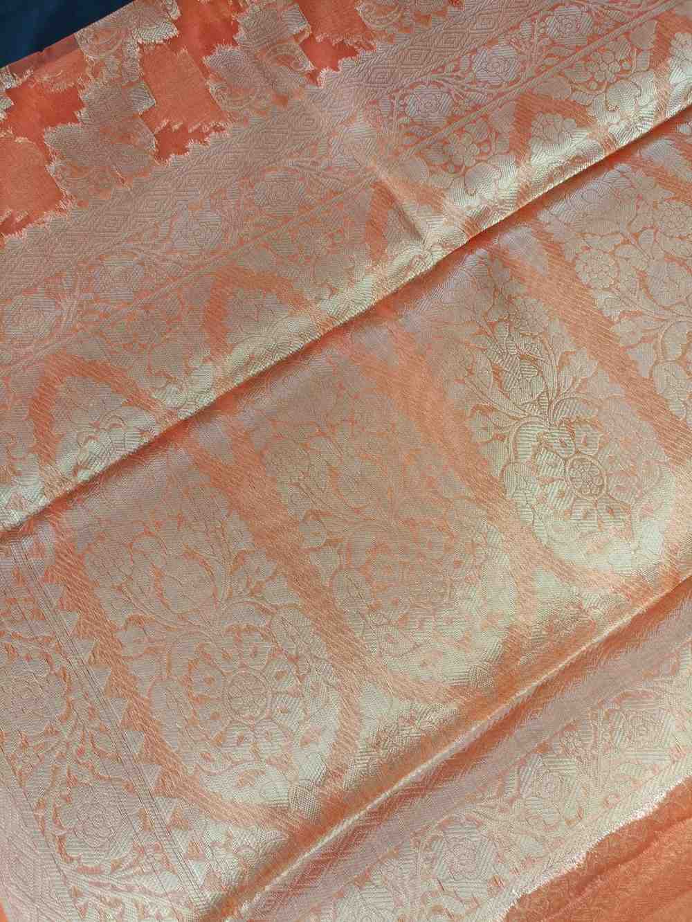 ORANGE LEHARIYA PARTY ORGANZA BANARASI SAREE