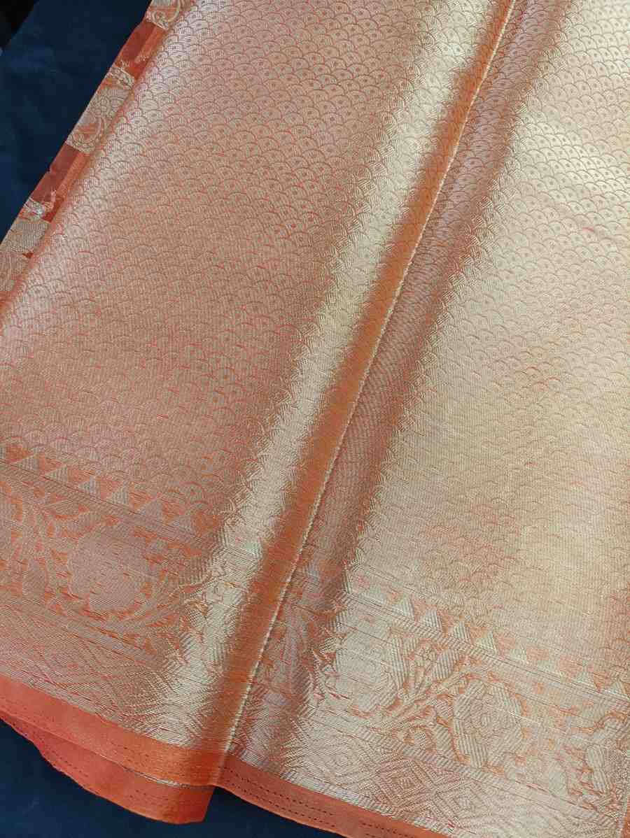 ORANGE LEHARIYA PARTY ORGANZA BANARASI SAREE