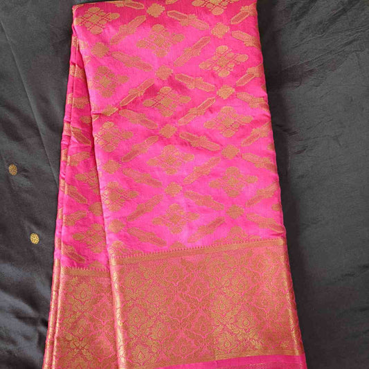 PINK DIAMOND DUET ROD BANARASI DUPION SILK SAREE