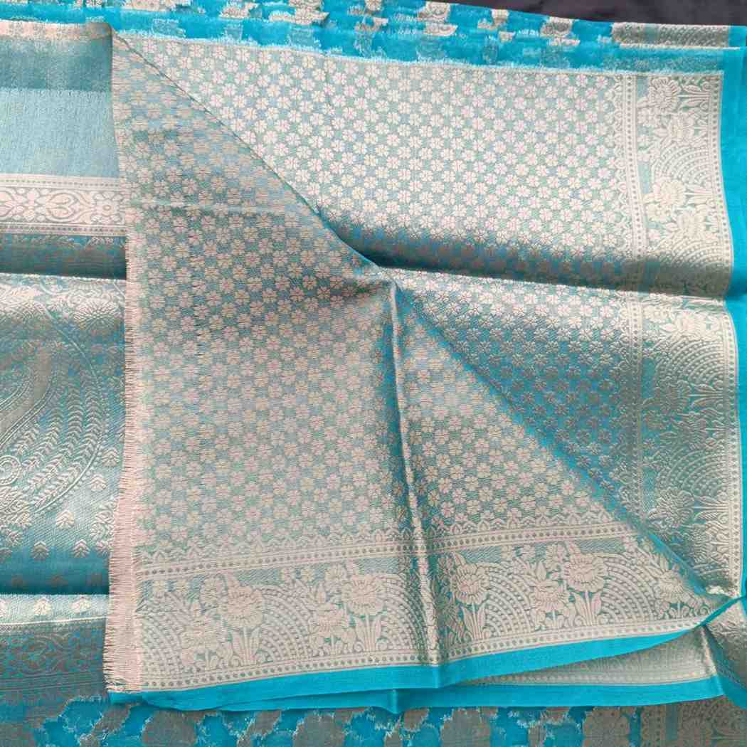 BLUE LEHARIYA ORGANZA SAREE