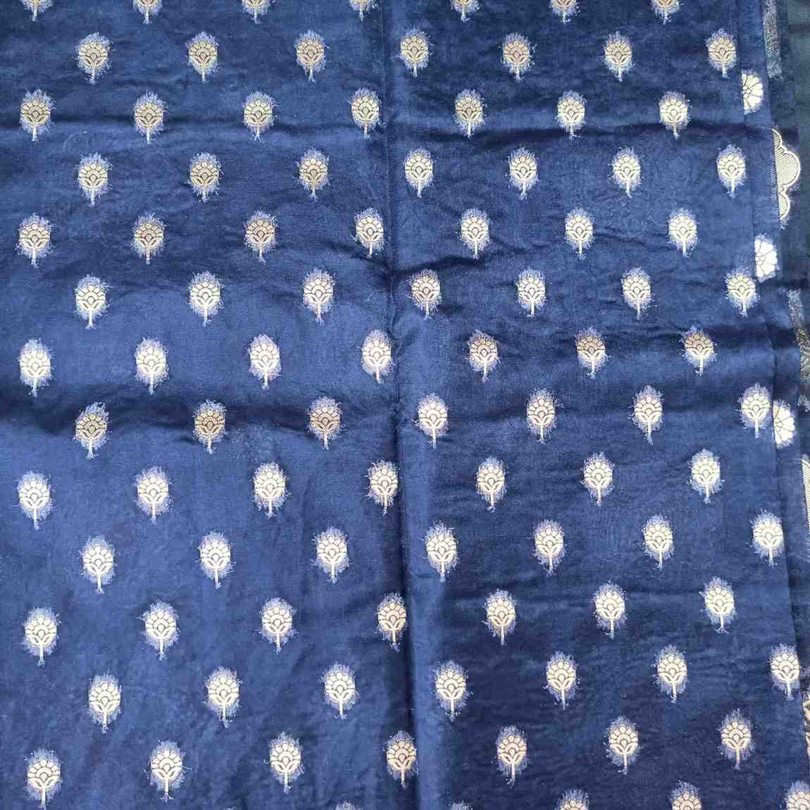 NAVY BLUE PARROT PARTY BANARASI ORGANZA SAREE