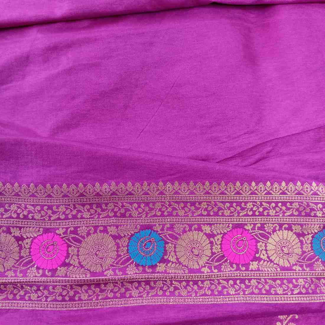 PURPLE PANCH MEENA BANARASI SEMI SILK SAREE