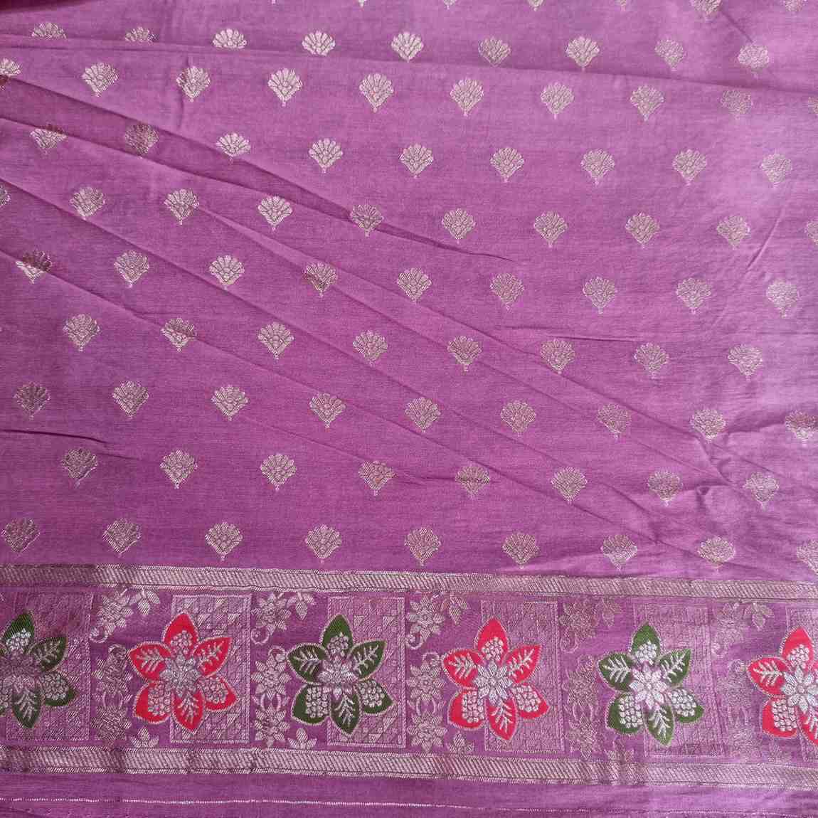 ROSE LAVENDER BOX FLORAL JAAL MEENA BANARASI VISCOSE SAREE
