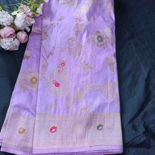 LAVENDER MANGO BOX MEENA BANARASI VISCOSE SAREE
