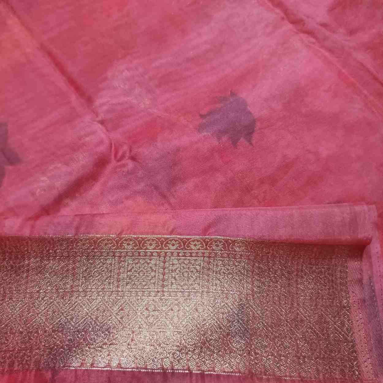 PINK MEENAKARI FLORAL JAAL BANARASI ORGANZA SAREE