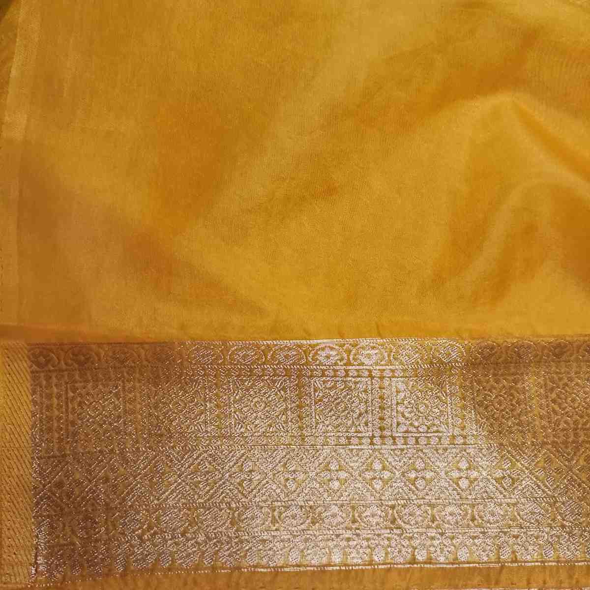 YELLOW MEENAKARI FLORAL JAAL BANARASI ORGANZA SAREE