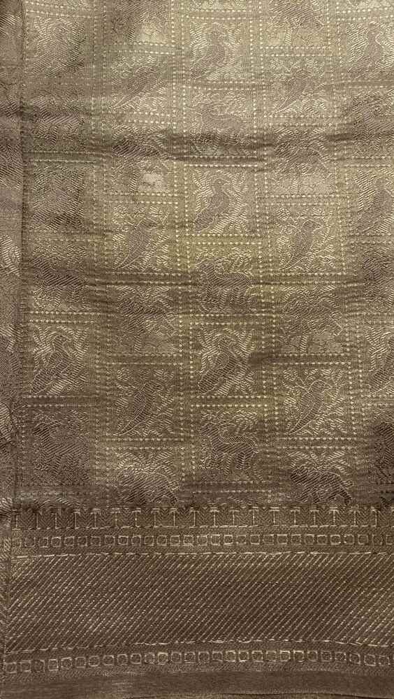 GOLDEN BEIGE SHIKARGAH TISSUE KATAN BANARASI SILK SAREE