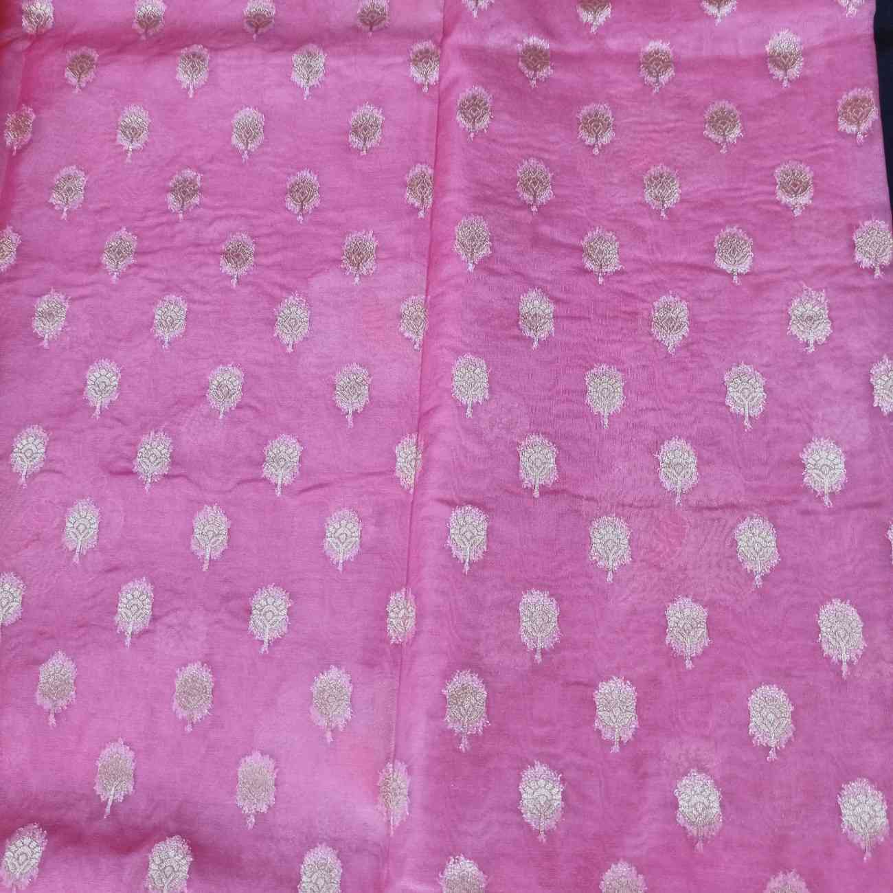 PINK PARROT PARTY BANARASI ORGANZA SAREE