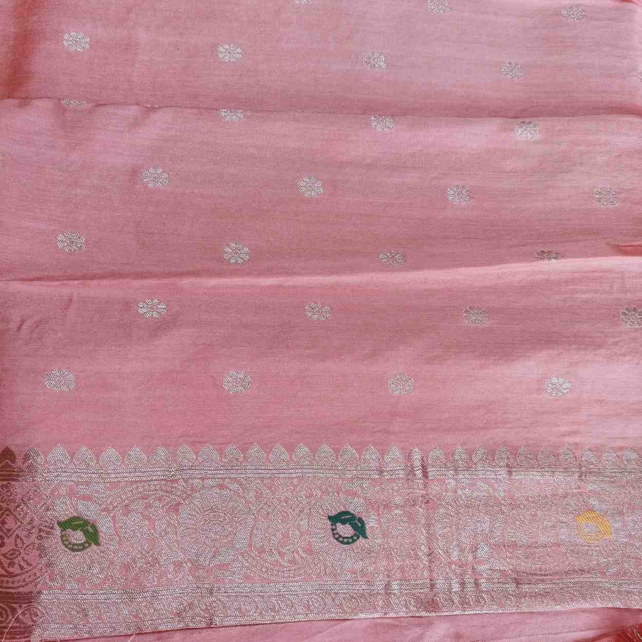 LIGHT CARROT ORANGE MANGO BOX MEENA BANARASI VISCOSE SAREE