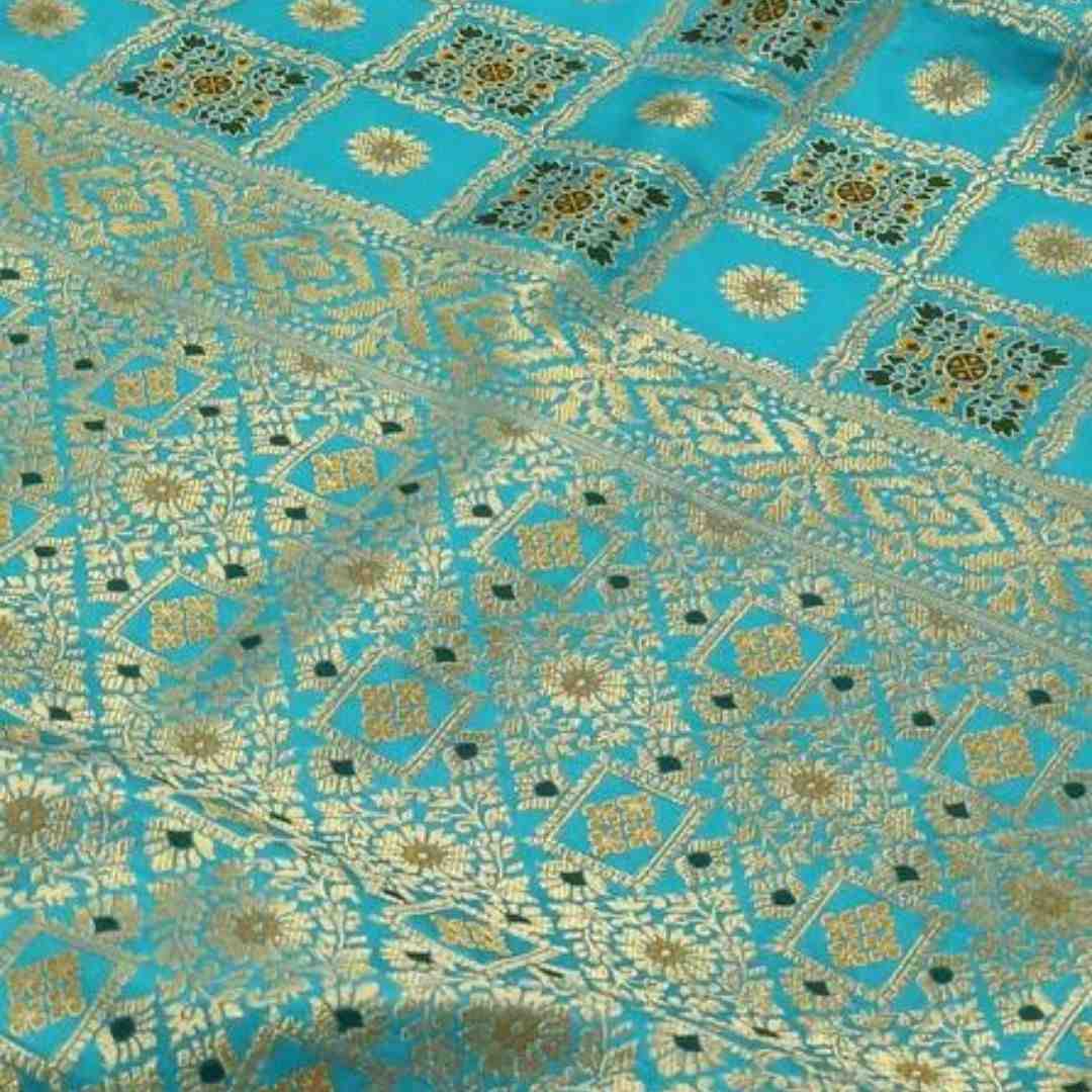 BLUE GHARCHOLA BANARASI SEMI SILK SAREE
