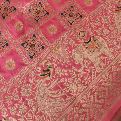 PINK GHARCHOLA BANARASI SEMI SILK SAREE