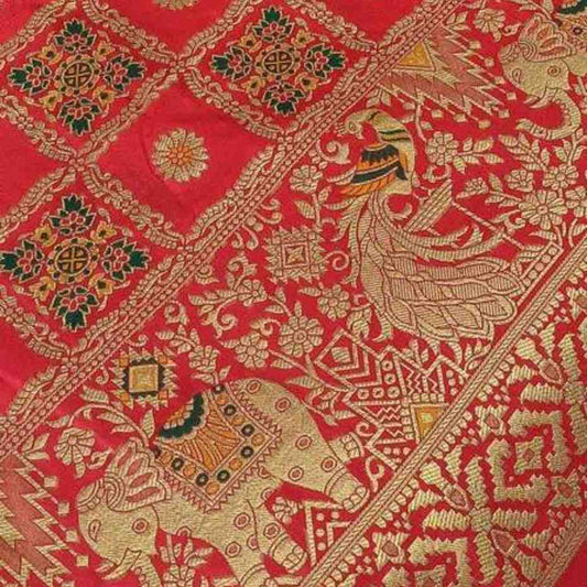 RED GHARCHOLA BANARASI SEMI SILK SAREE