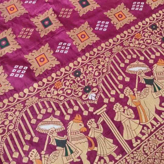 ROYAL PURPLE BANDHEJ BANARASI SEMI SILK SAREE