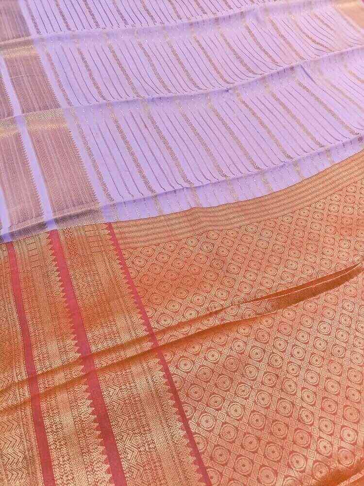 LAVENDER STRIPED BANARASI SOFT SILK SAREE