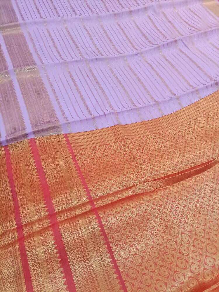 LAVENDER STRIPED BANARASI SOFT SILK SAREE