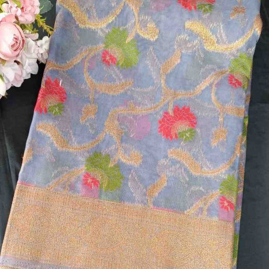 GREY ANTIQUE MEENA JAAL PARTY ORGANZA