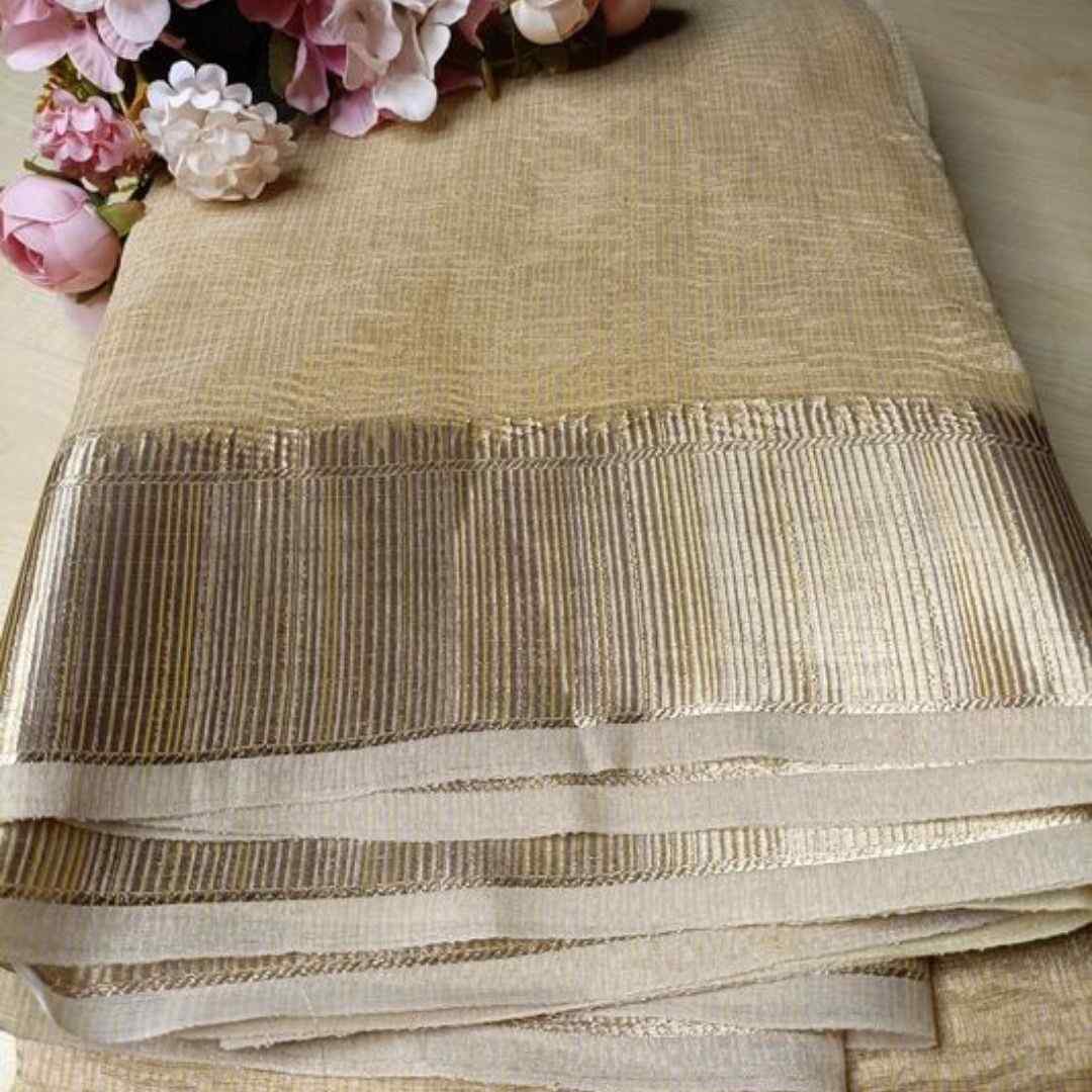 YELLOW CRUSHED TISSUE BANARASI SILK SAREE