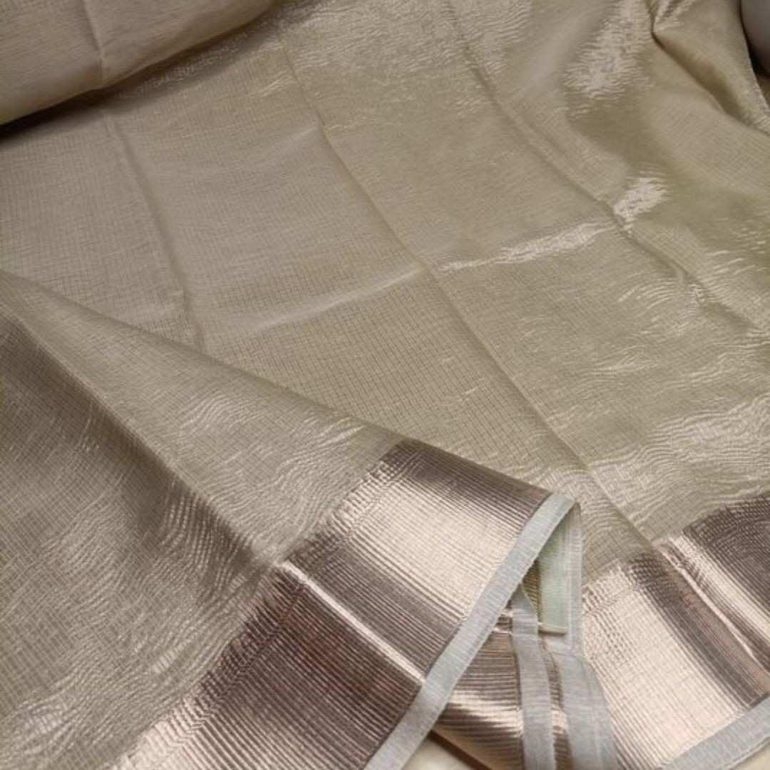 LIGHT GREEN CRUSHED TISSUE  BANARASI SILK SAREE