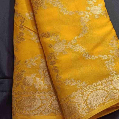 YELLOW ROSE JAAL BANARASI GEORGETTE SAREE