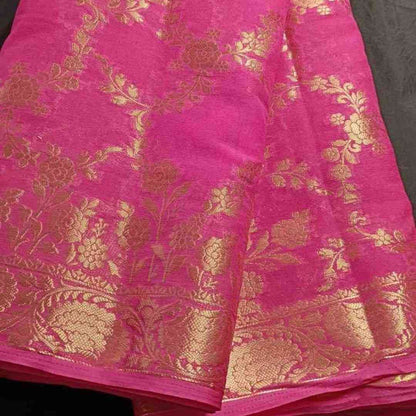 PINK ROSE JAAL BANARASI GEORGETTE SAREE