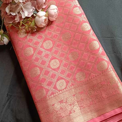 PINK GHARCHOLA BANARASI KHADDI GEORGETTE SAREE