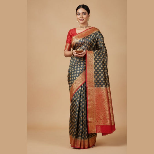 GREY BUTI BANARASI BALATAN SILK SAREE