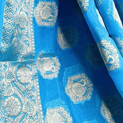 BLUE SWAN BANARASI CREPE GEORGETTE SAREE