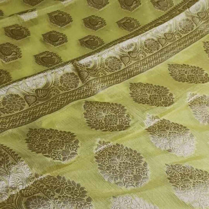 LEMON YELLOW SWAN BANARASI CREPE GEORGETTE SAREE