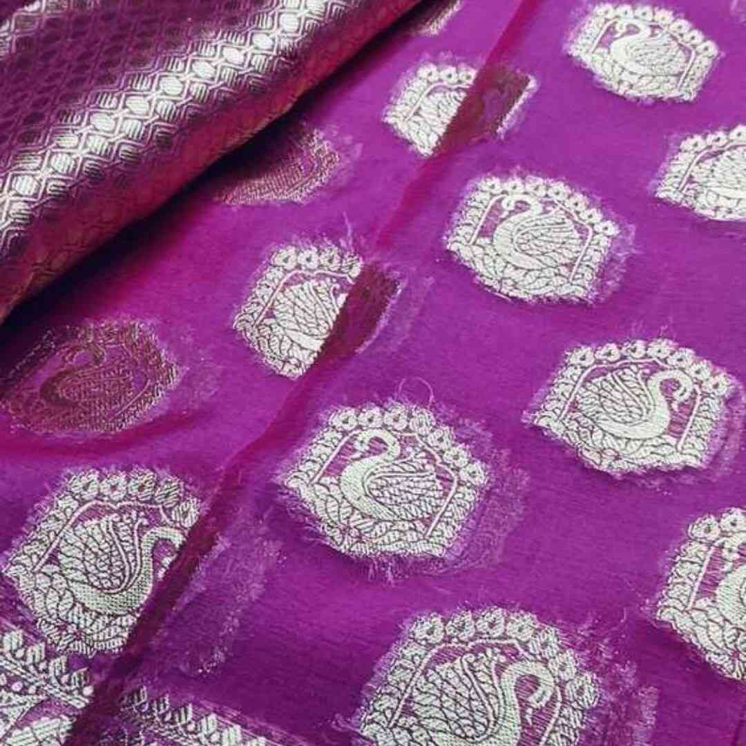 MAGENTA SWAN BANARASI CREPE GEORGETTE SAREE