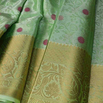 PASTEL GREEN FLORAL TANCHUI BANARASI BROCADE SILK SAREE