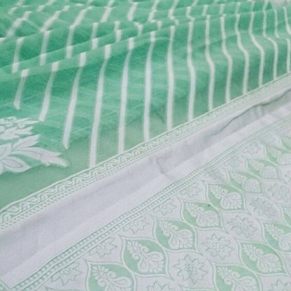 PISTA GREEN LEHARIYA BANARASI COTTON WEAVE SAREE