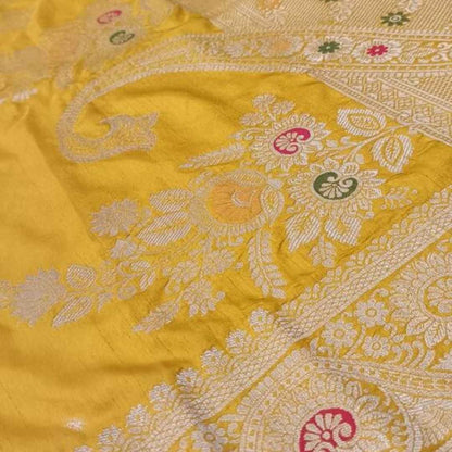 YELLOW MEENAKARI BANARASI DOLA SILK SAREE