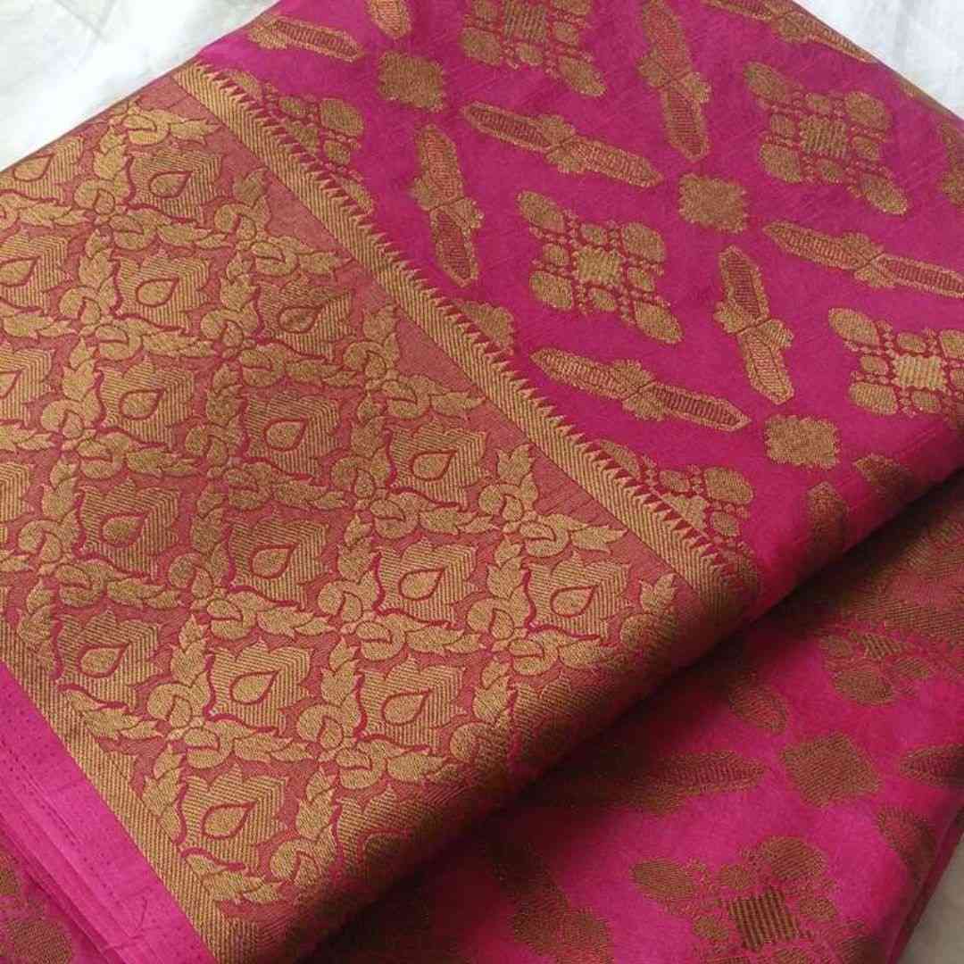 PINK DIAMOND DUET ROD BANARASI DUPION SILK SAREE