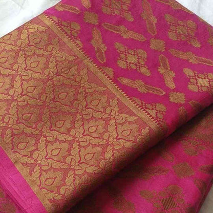 PINK DIAMOND DUET ROD BANARASI DUPION SILK SAREE