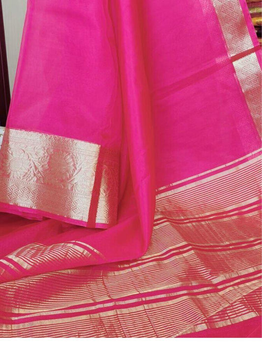 MAGENTA PLAIN BANARASI ORGANZA SAREE